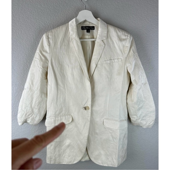 Elizabeth and James White Ruched Short Sleeved Blazer Jacket, Small / 6 US - Picture 8 of 13